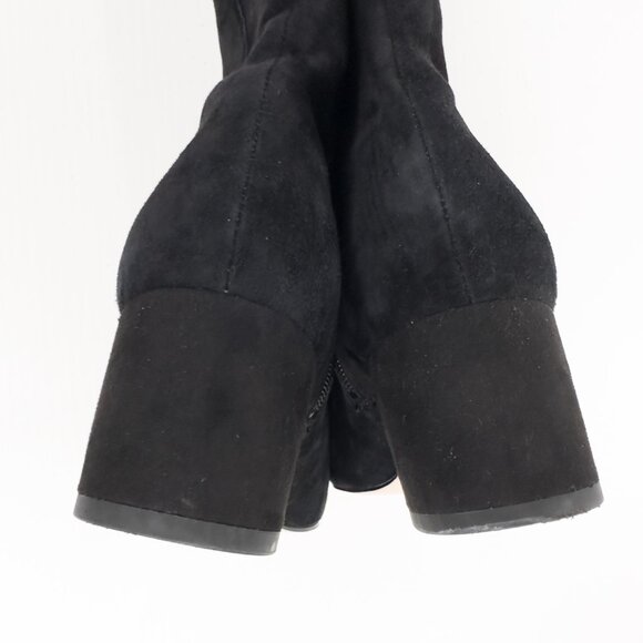 Sam Edelman Elina Over The Knee Boots Womens 8M Black Suede 2" Heel Round Toe - Picture 9 of 16